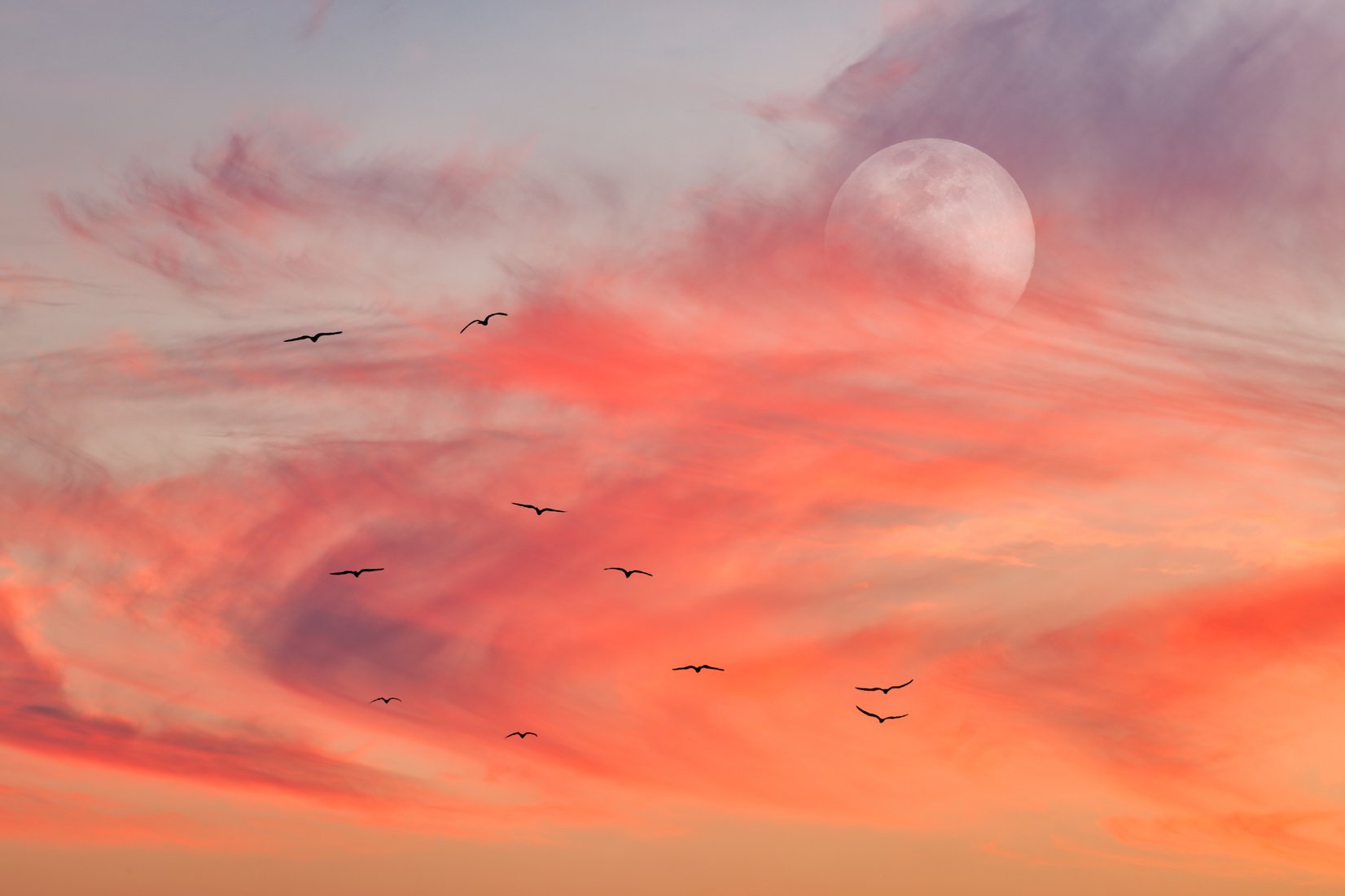 Heavenly Ethereal Surreal Full Moon Clouds